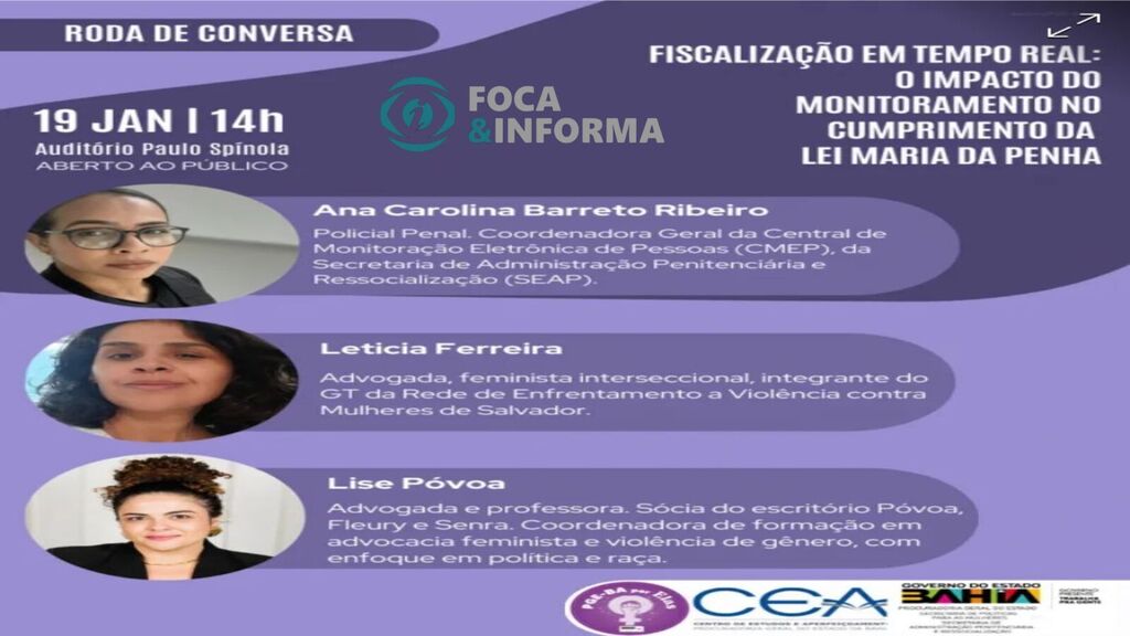 PGE-BA Por Elas: monitoramento eletrônico no enfrentamento à violência contra a mulher é tema de Roda de Conversa