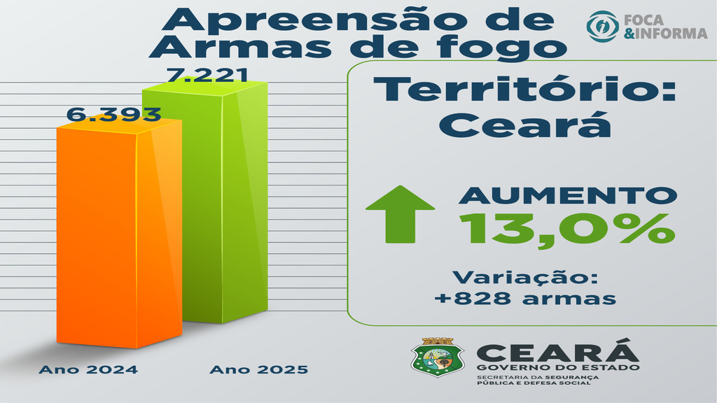 Forças de Segurança do Ceará apreendem 7.221 armas em 2025; são cerca de 20 armas confiscadas por dia
